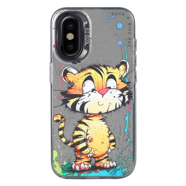 For iPhone X / XS Animal Pattern Oil Painting Series PC + TPU Phone Case