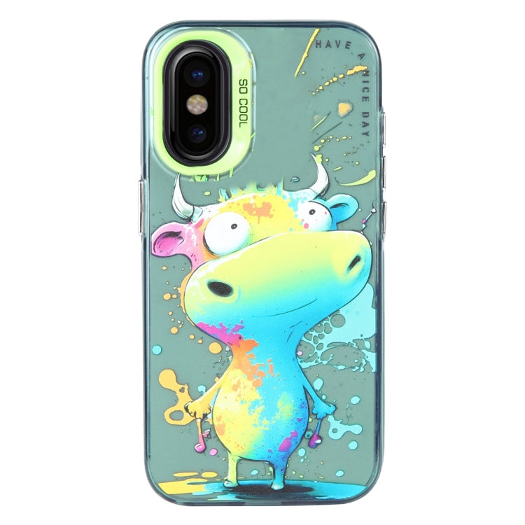 For iPhone X / XS Animal Pattern Oil Painting Series PC + TPU Phone Case