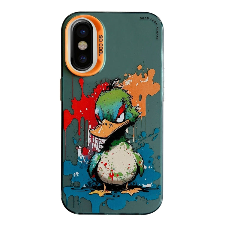 For iPhone X / XS Animal Pattern Oil Painting Series PC + TPU Phone Case