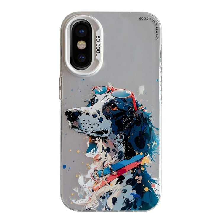 For iPhone X / XS Animal Pattern Oil Painting Series PC + TPU Phone Case