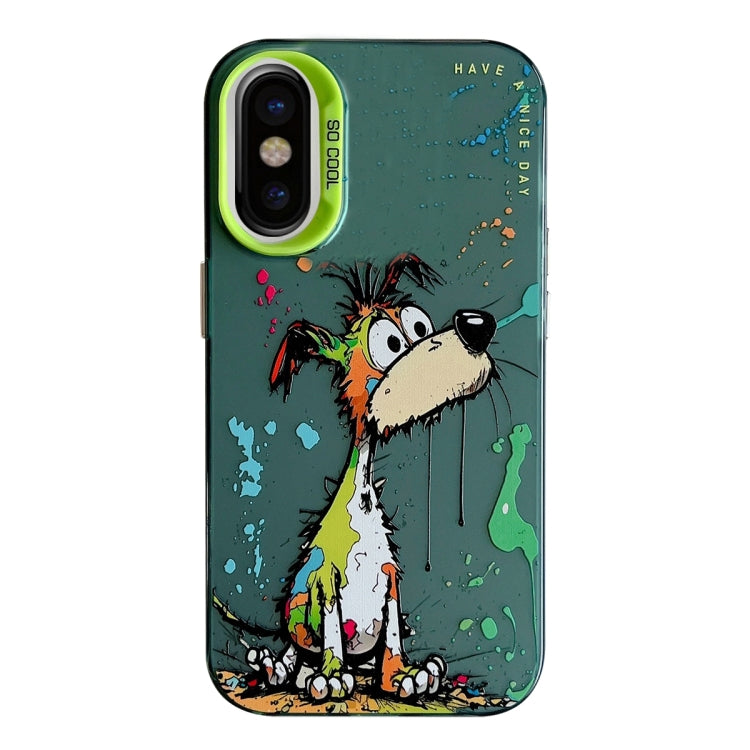 For iPhone X / XS Animal Pattern Oil Painting Series PC + TPU Phone Case