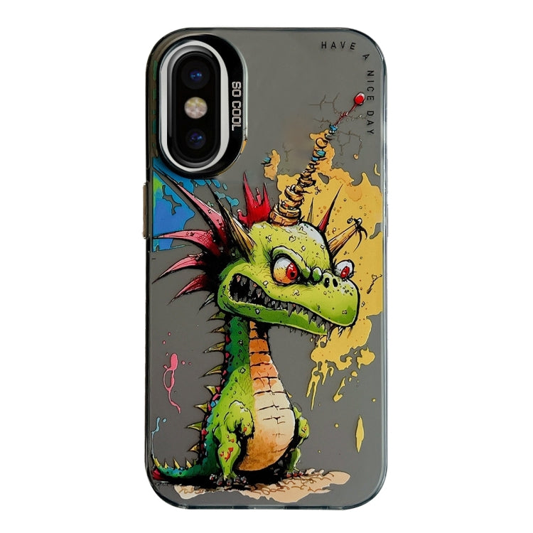 For iPhone X / XS Animal Pattern Oil Painting Series PC + TPU Phone Case