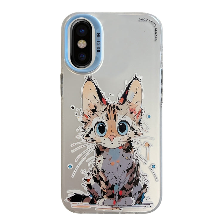 For iPhone X / XS Animal Pattern Oil Painting Series PC + TPU Phone Case