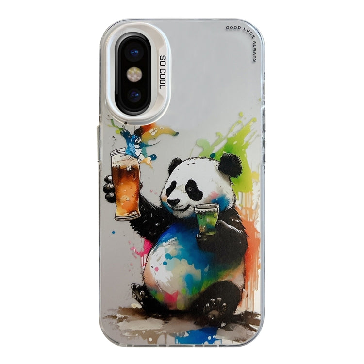 For iPhone X / XS Animal Pattern Oil Painting Series PC + TPU Phone Case