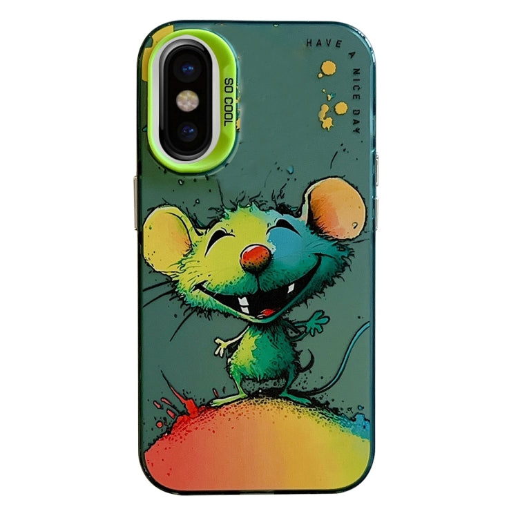 For iPhone X / XS Animal Pattern Oil Painting Series PC + TPU Phone Case