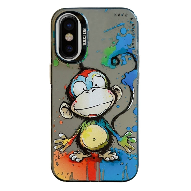 For iPhone X / XS Animal Pattern Oil Painting Series PC + TPU Phone Case