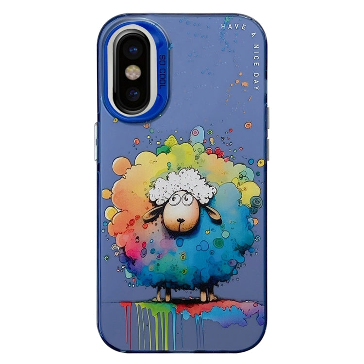 For iPhone X / XS Animal Pattern Oil Painting Series PC + TPU Phone Case