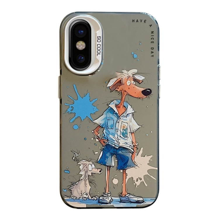 For iPhone X / XS Animal Pattern Oil Painting Series PC + TPU Phone Case