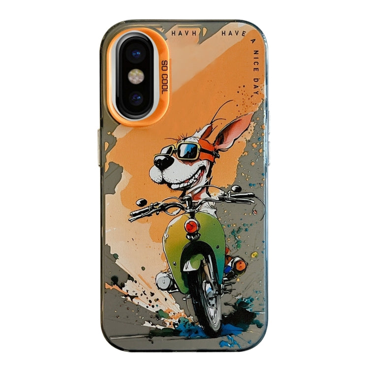 For iPhone X / XS Animal Pattern Oil Painting Series PC + TPU Phone Case