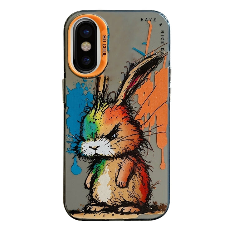 For iPhone X / XS Animal Pattern Oil Painting Series PC + TPU Phone Case