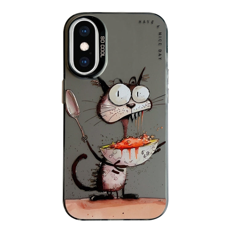 For iPhone XS Max Animal Pattern Oil Painting Series PC + TPU Phone Case