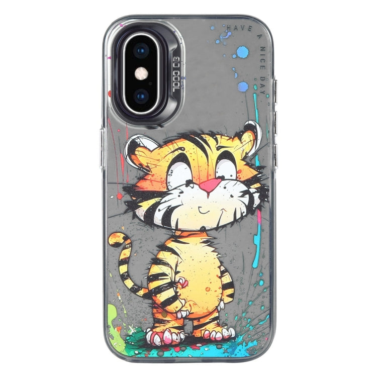 For iPhone XS Max Animal Pattern Oil Painting Series PC + TPU Phone Case