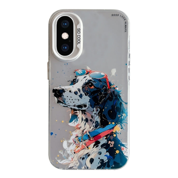 For iPhone XS Max Animal Pattern Oil Painting Series PC + TPU Phone Case
