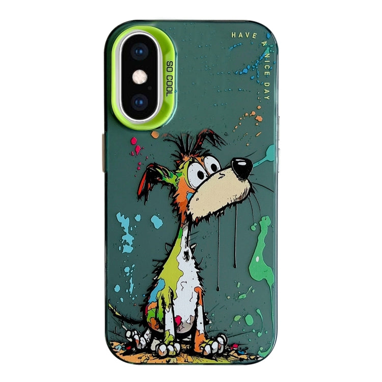 For iPhone XS Max Animal Pattern Oil Painting Series PC + TPU Phone Case