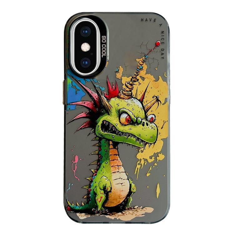 For iPhone XS Max Animal Pattern Oil Painting Series PC + TPU Phone Case