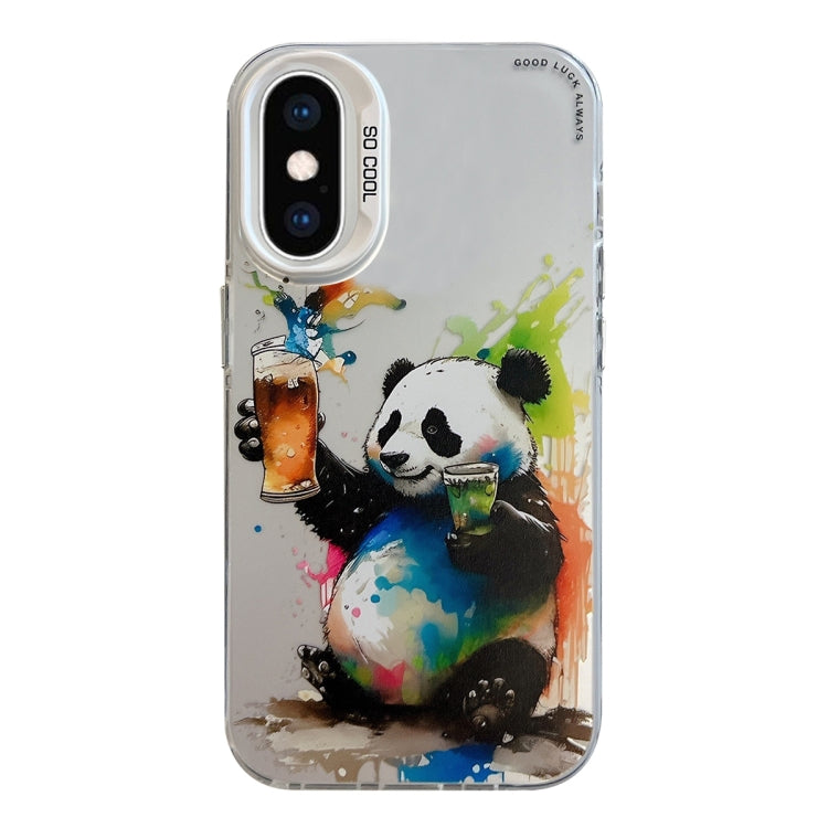 For iPhone XS Max Animal Pattern Oil Painting Series PC + TPU Phone Case