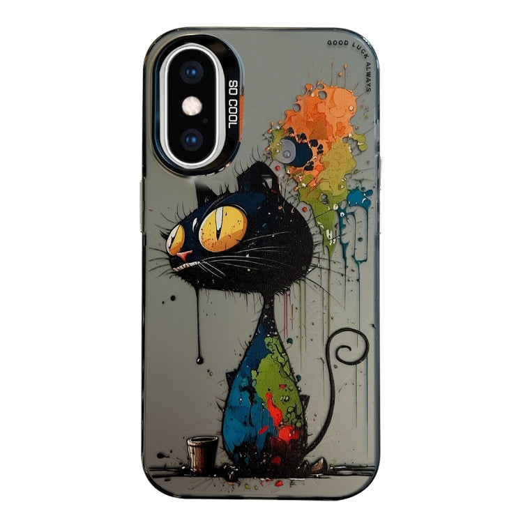 For iPhone XS Max Animal Pattern Oil Painting Series PC + TPU Phone Case