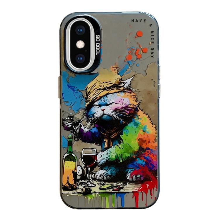For iPhone XS Max Animal Pattern Oil Painting Series PC + TPU Phone Case