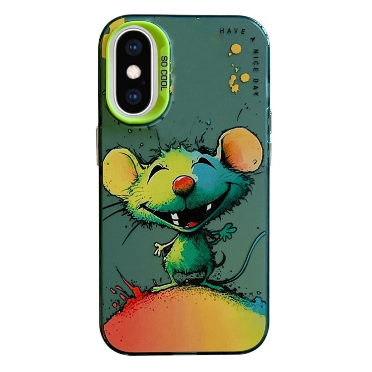 For iPhone XS Max Animal Pattern Oil Painting Series PC + TPU Phone Case