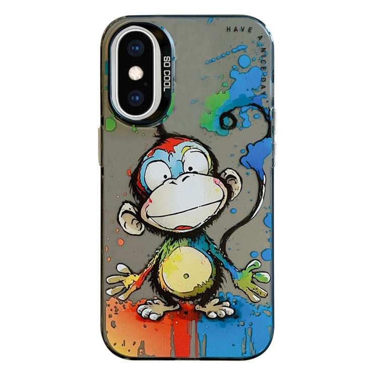 For iPhone XS Max Animal Pattern Oil Painting Series PC + TPU Phone Case