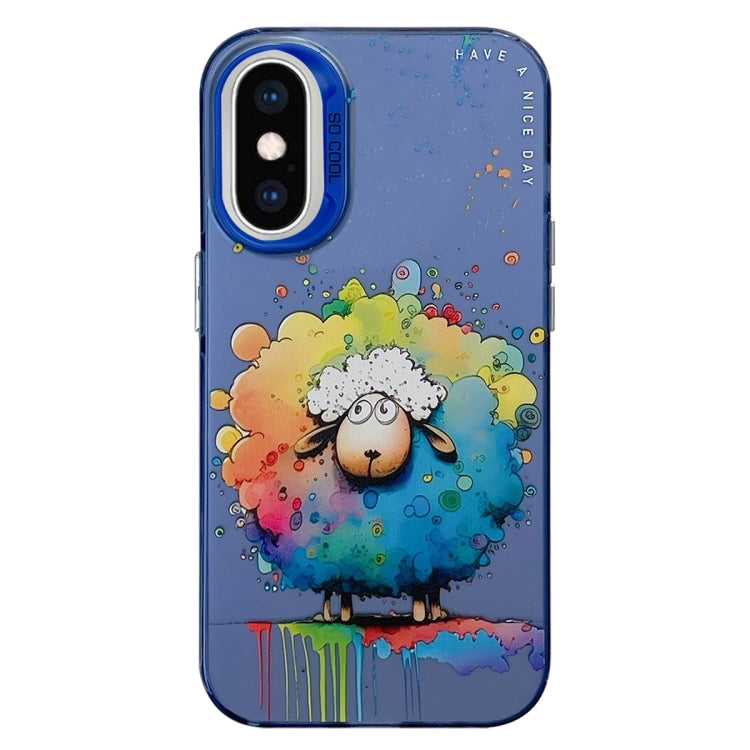 For iPhone XS Max Animal Pattern Oil Painting Series PC + TPU Phone Case