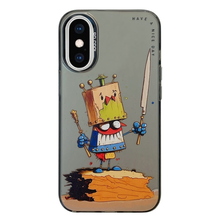 For iPhone XS Max Animal Pattern Oil Painting Series PC + TPU Phone Case
