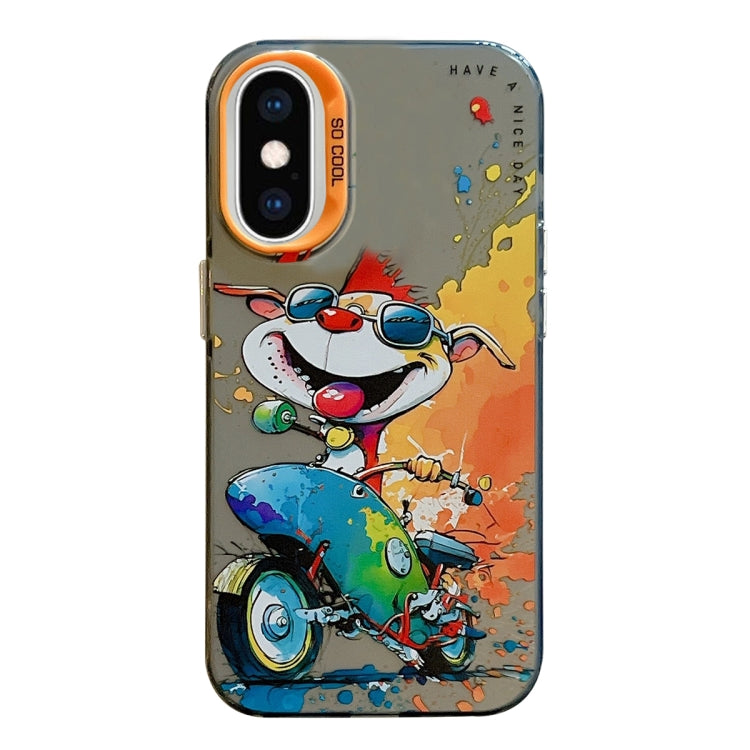 For iPhone XS Max Animal Pattern Oil Painting Series PC + TPU Phone Case