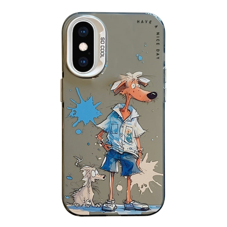 For iPhone XS Max Animal Pattern Oil Painting Series PC + TPU Phone Case