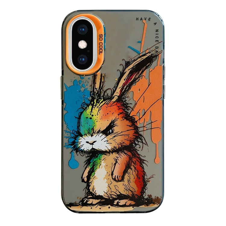 For iPhone XS Max Animal Pattern Oil Painting Series PC + TPU Phone Case
