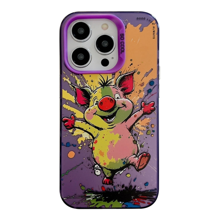 For iPhone 16 Pro Max Animal Pattern Oil Painting Series PC + TPU Phone Case