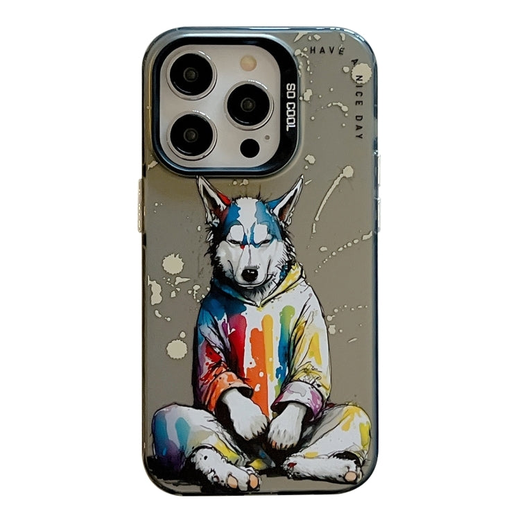 For iPhone 16 Pro Max Animal Pattern Oil Painting Series PC + TPU Phone Case