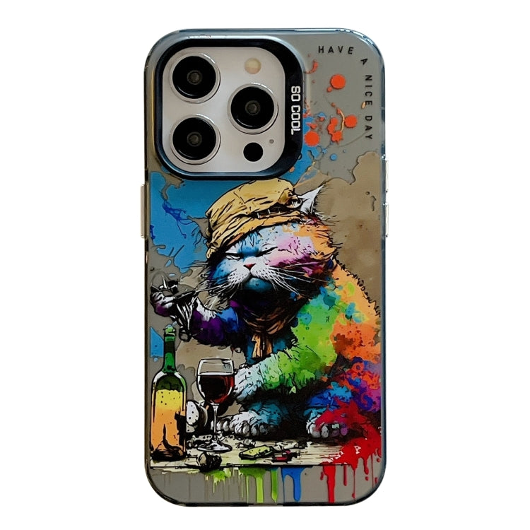 For iPhone 16 Pro Animal Pattern Oil Painting Series PC + TPU Phone Case