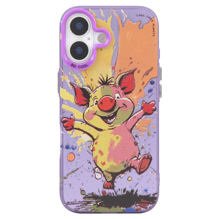 For iPhone 17 Animal Pattern Oil Painting Series PC + TPU Phone Case