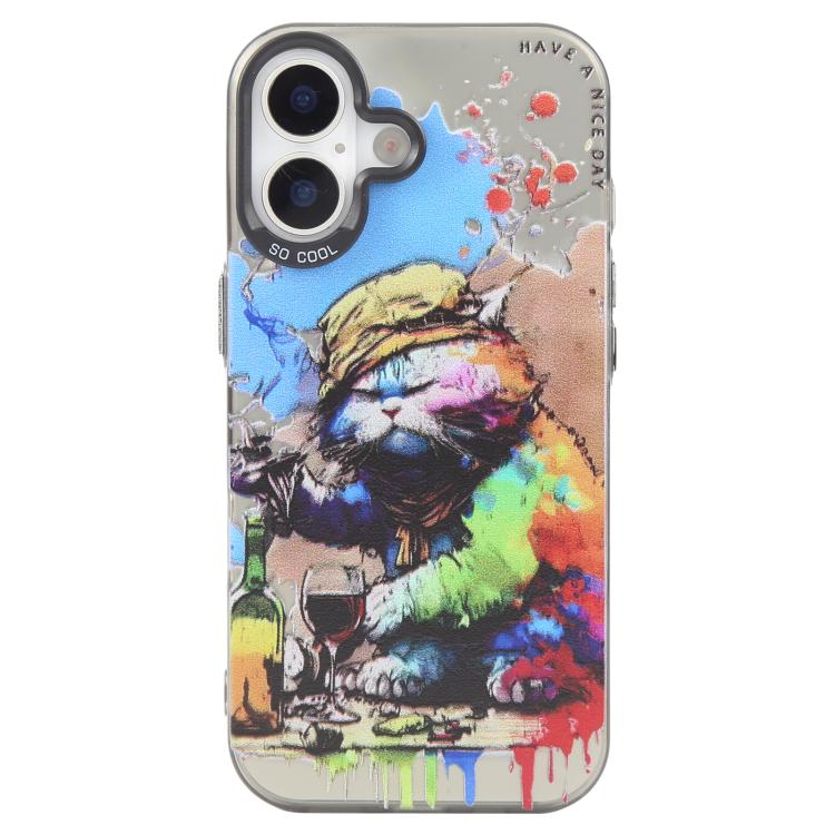 For iPhone 17 Animal Pattern Oil Painting Series PC + TPU Phone Case