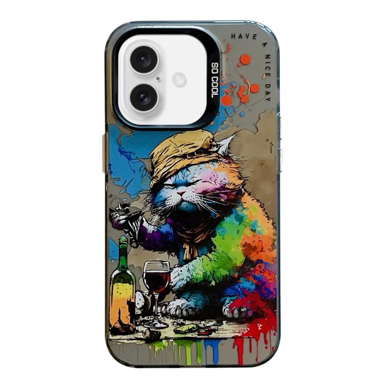 For iPhone Air Animal Pattern Oil Painting Series PC + TPU Phone Case