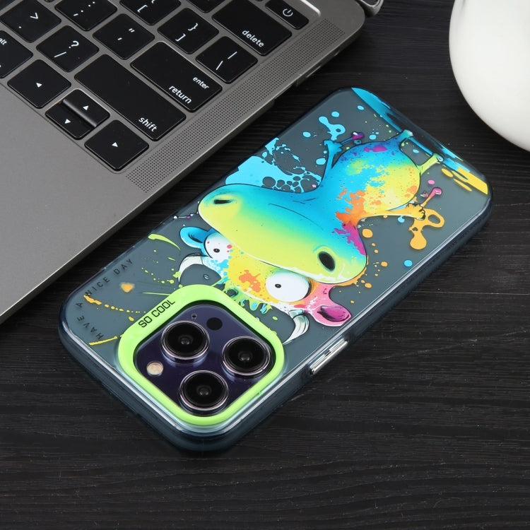 For iPhone 16 Pro Max Animal Pattern Oil Painting Series PC + TPU Phone Case