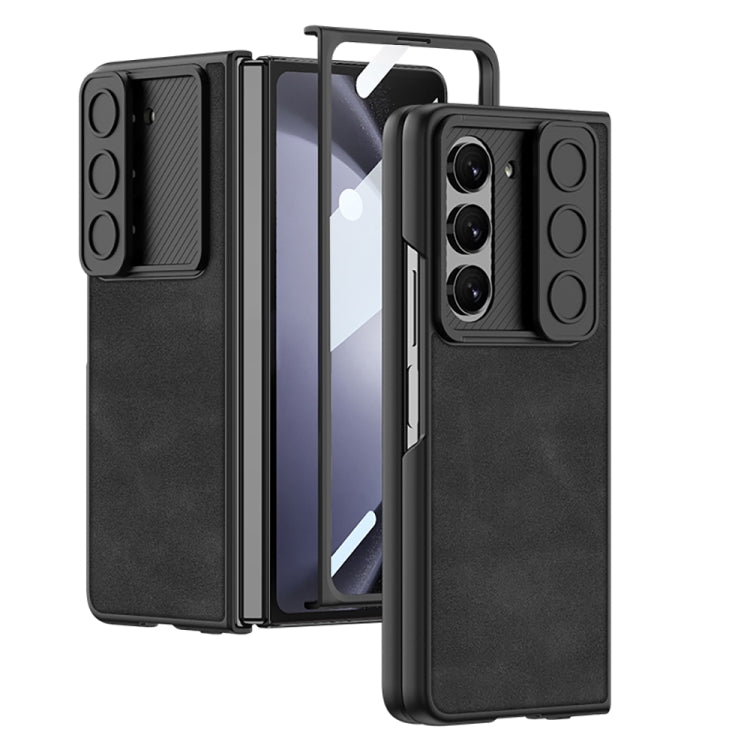 For Samsung Galaxy Z Fold5 GKK Integrated Ultra-thin Sliding Camshield Plain Leather Phone Case