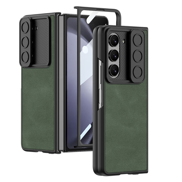 For Samsung Galaxy Z Fold5 GKK Integrated Ultra-thin Sliding Camshield Plain Leather Phone Case