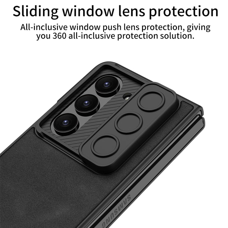 For Samsung Galaxy Z Fold5 GKK Integrated Ultra-thin Sliding Camshield Plain Leather Phone Case
