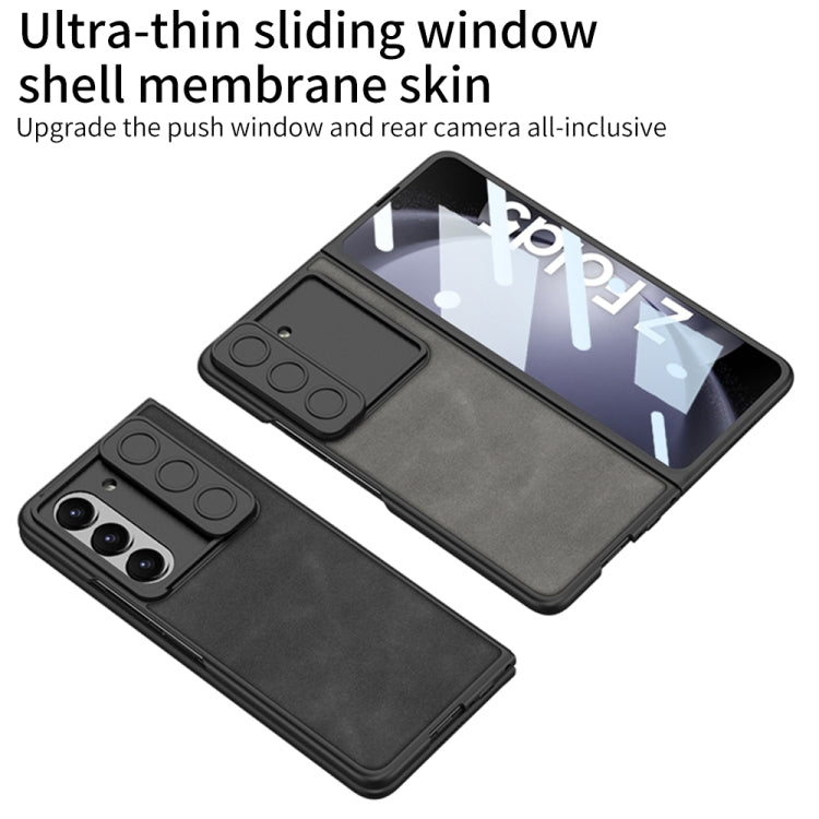 For Samsung Galaxy Z Fold5 GKK Integrated Ultra-thin Sliding Camshield Plain Leather Phone Case