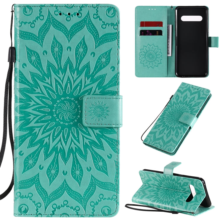 For LG V60 ThinQ 5G Embossed Sunflower Pattern Horizontal Flip PU Leather Case with Holder & Card Slots & Wallet & Lanyard