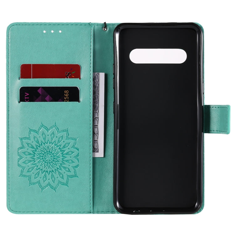 For LG V60 ThinQ 5G Embossed Sunflower Pattern Horizontal Flip PU Leather Case with Holder & Card Slots & Wallet & Lanyard