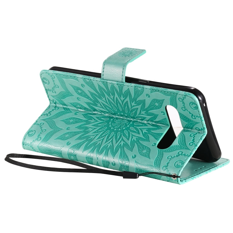 For LG V60 ThinQ 5G Embossed Sunflower Pattern Horizontal Flip PU Leather Case with Holder & Card Slots & Wallet & Lanyard