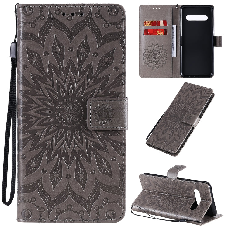 For LG V60 ThinQ 5G Embossed Sunflower Pattern Horizontal Flip PU Leather Case with Holder & Card Slots & Wallet & Lanyard