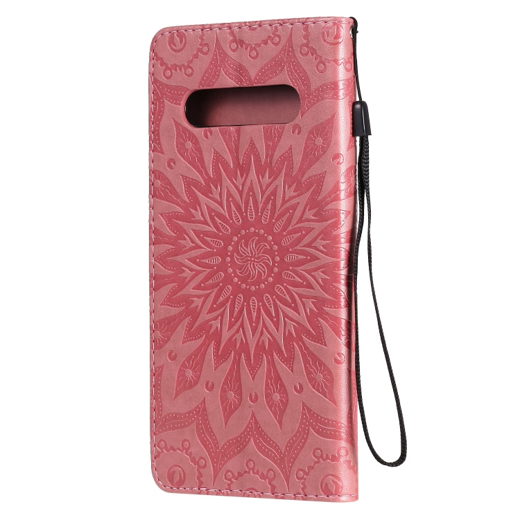 For LG V60 ThinQ 5G Embossed Sunflower Pattern Horizontal Flip PU Leather Case with Holder & Card Slots & Wallet & Lanyard