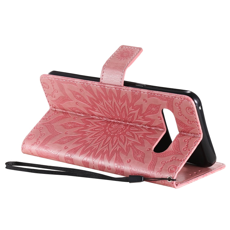 For LG V60 ThinQ 5G Embossed Sunflower Pattern Horizontal Flip PU Leather Case with Holder & Card Slots & Wallet & Lanyard