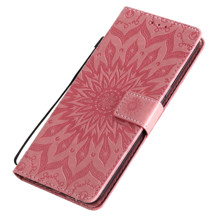 For LG V60 ThinQ 5G Embossed Sunflower Pattern Horizontal Flip PU Leather Case with Holder & Card Slots & Wallet & Lanyard
