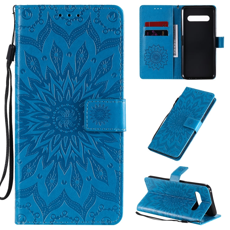 For LG V60 ThinQ 5G Embossed Sunflower Pattern Horizontal Flip PU Leather Case with Holder & Card Slots & Wallet & Lanyard