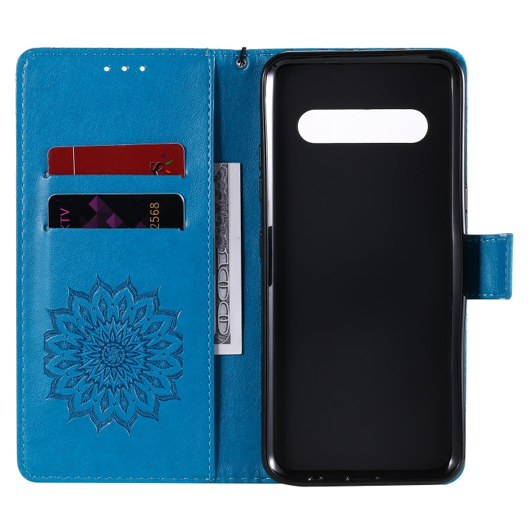 For LG V60 ThinQ 5G Embossed Sunflower Pattern Horizontal Flip PU Leather Case with Holder & Card Slots & Wallet & Lanyard