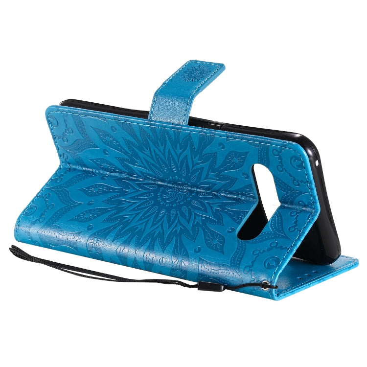 For LG V60 ThinQ 5G Embossed Sunflower Pattern Horizontal Flip PU Leather Case with Holder & Card Slots & Wallet & Lanyard